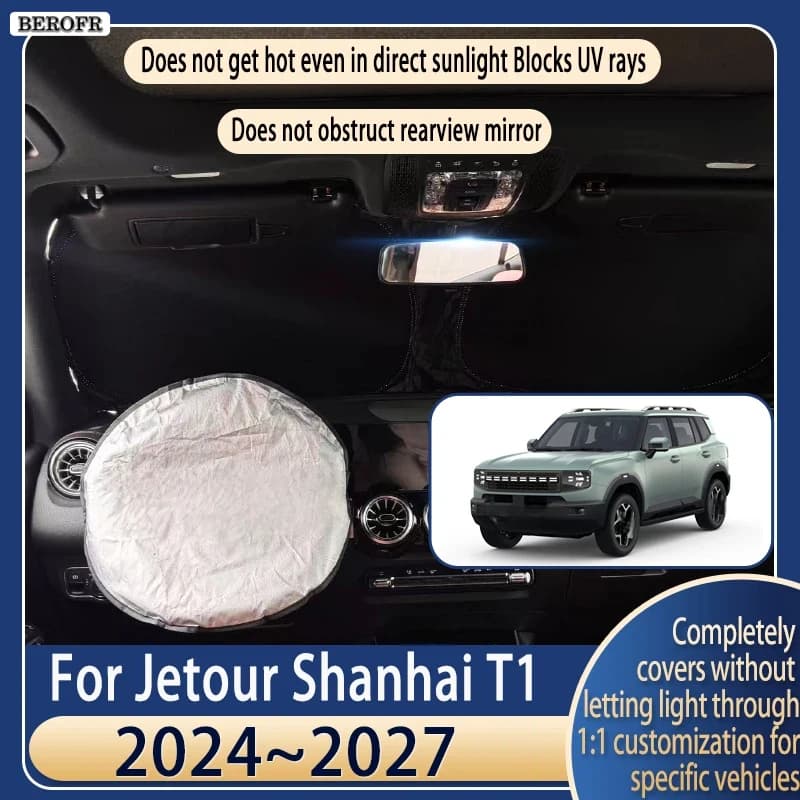 Steering wheel Car Sun Visor For Jetour Shanhai T1 2024~2027 Summer Cooling Auto Accessories Front Windshield Sunshade Insulati