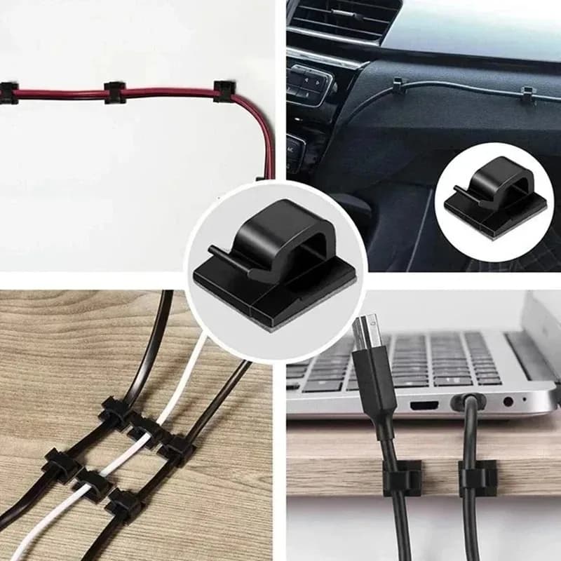 Clip autoadesive tipo R da 10-40 pezzi per fissaggio cavi, organizer per cavi dati, dispositivo multifunzionale per auto, scrivania e ufficio