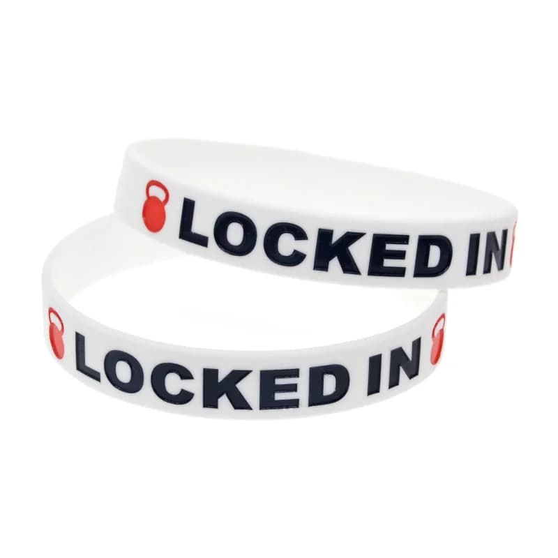 1 PC Locked In Fitness Silicone Wristband Kettlebell Design Bracelet Gym Sports Inspirational Wrist Strap