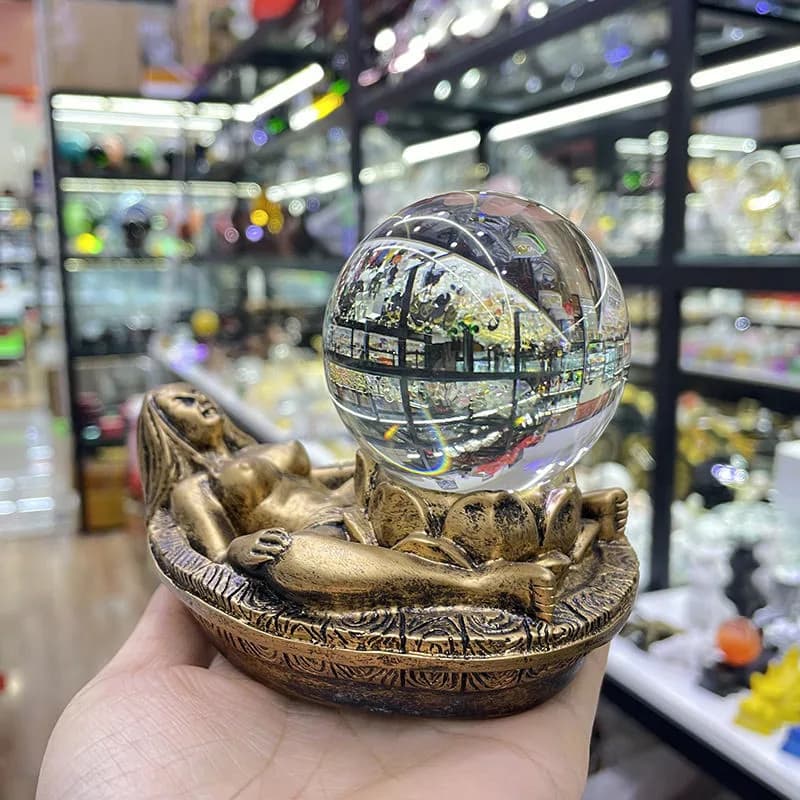 Espositore minerale con supporto per sfera di cristallo in resina di bellezza creativa in cristallo naturale