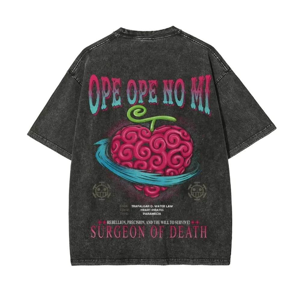 ONE PIECE Devil Fruit Print Retro Old T-shirt Casual Vacation Style Anime Style Street Manica corta Estate Uomo Donna Top