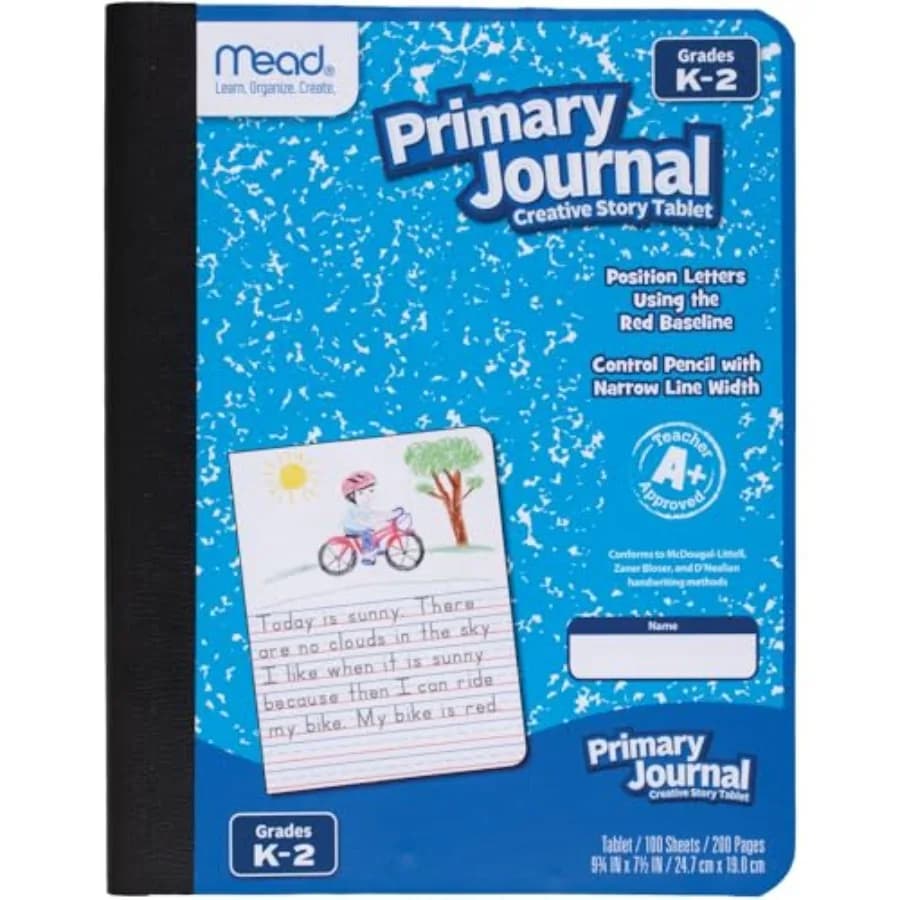 Mead Primary Journal Creative Story Tablet Composition Notebook, 7.5" x 9.75", Grades K-2, 100 Sheets, Color Selected For You 1