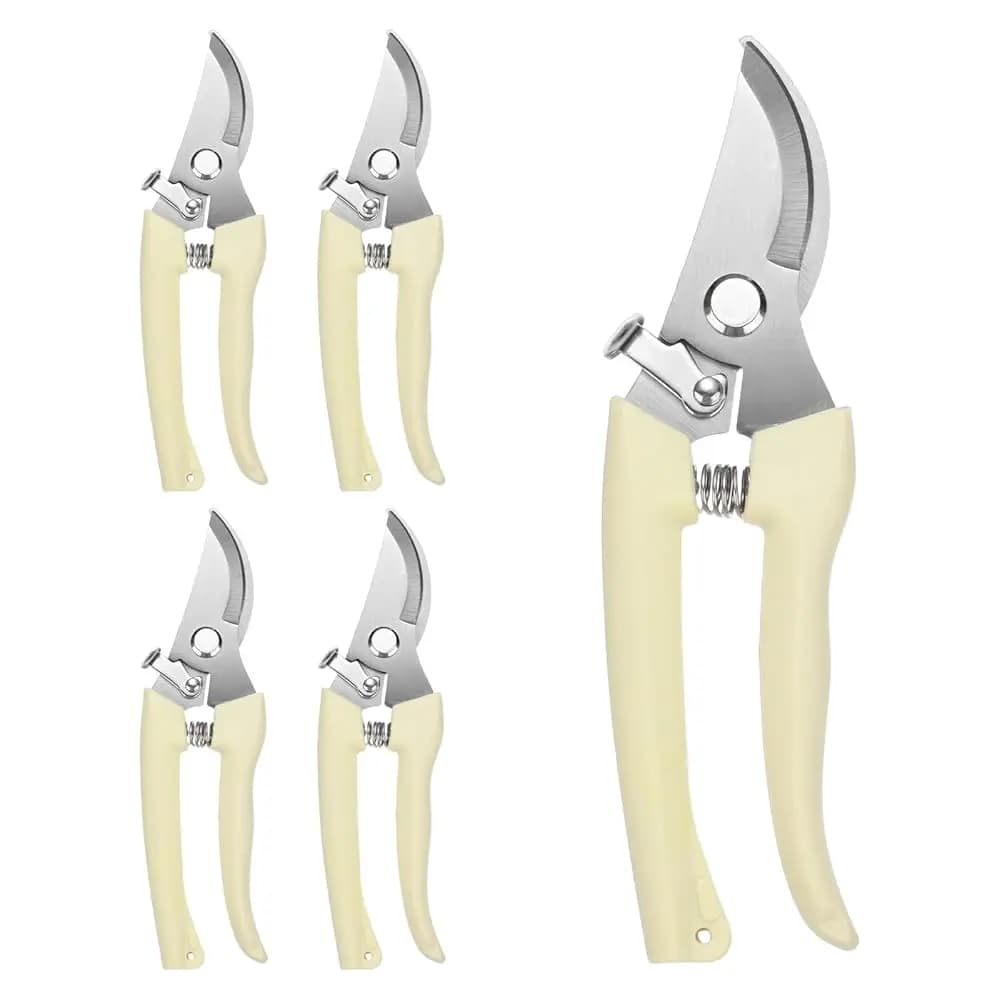 Set di 5 Forbici da Potatura Bypass per Giardino, 6,7 Pollici, in Acciaio Inossidabile Affilato, Curve, per Giardinaggio/Rami/Fiori