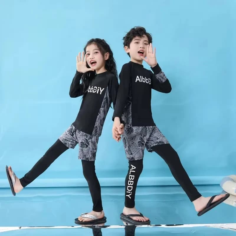 Set of 3 pieces Summer swimsuits for children Long sleeves Solar protection Surfwear Swimwear Boys Girls Diving Girls Beachwear