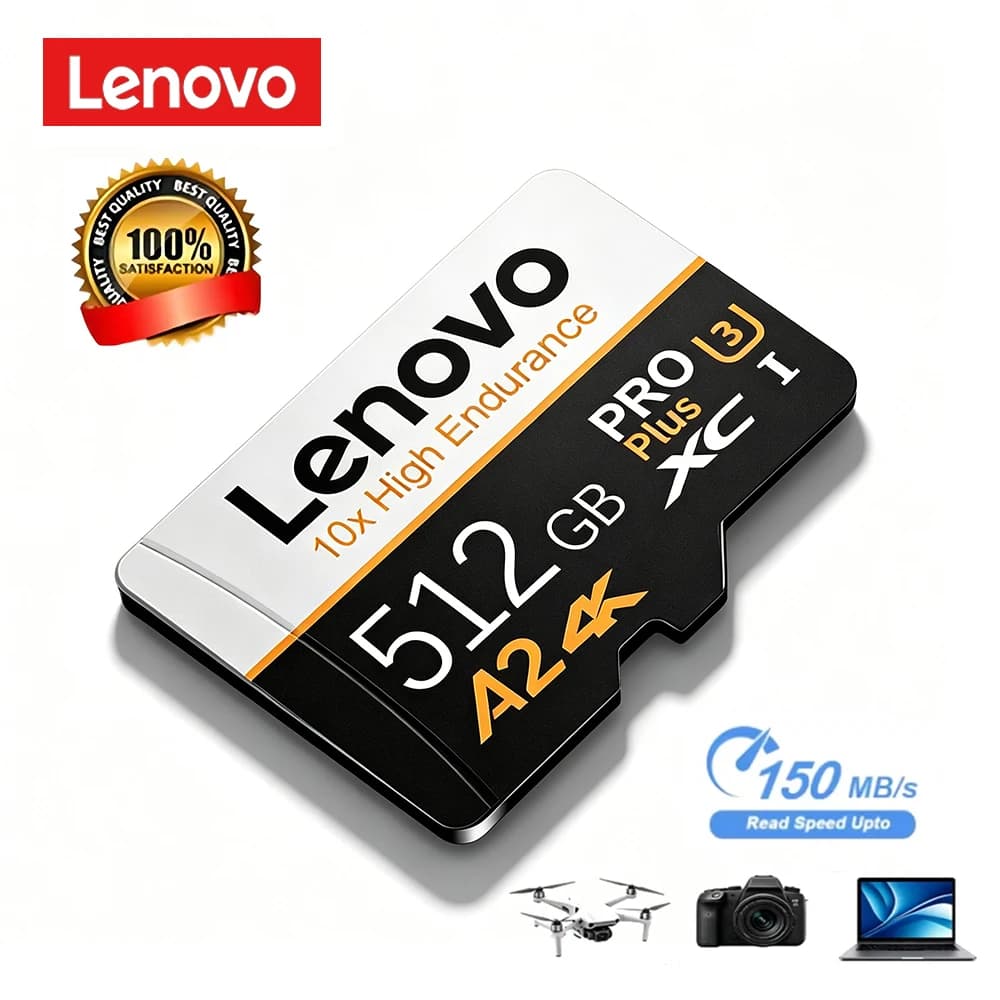 Lenovo High Speed Micro TF SD Memory Card 512GB 256GB 128GB Flash SD Card A2 Stable Performance For Camera Surveillance Devices