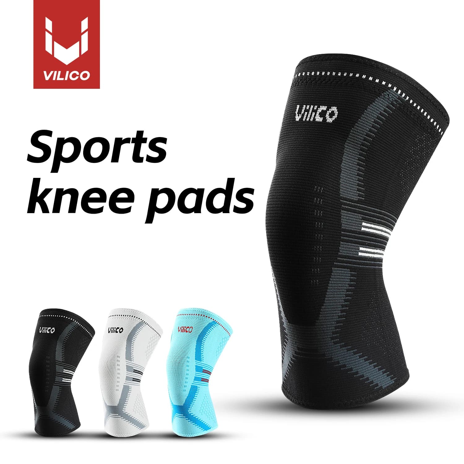 1 Piece Compression Knee Support, Elastic Knee Pad with Springs, Sports Protection, Gym, Basketball, Hiking