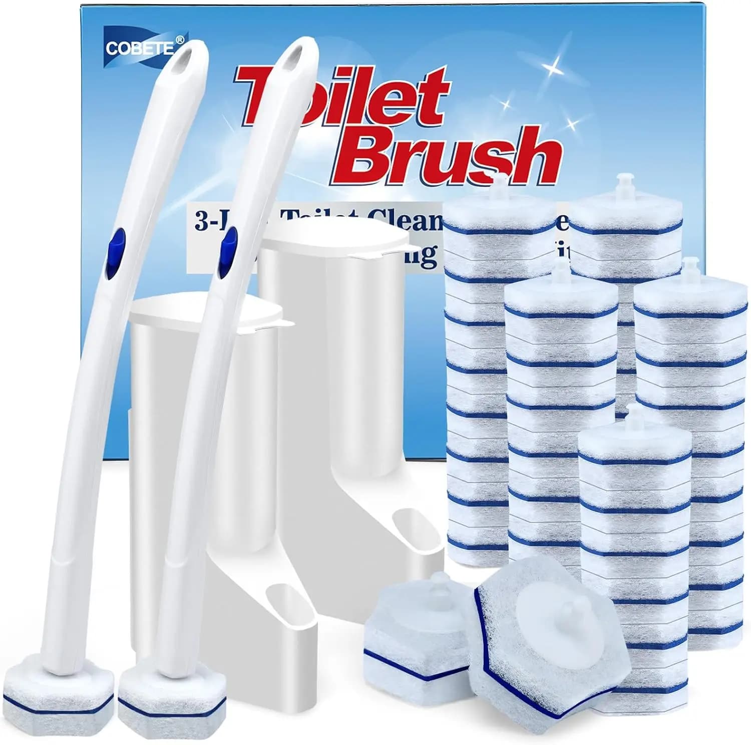 Kit Spazzola per WC Usa e Getta con Ricariche, Pulitore Efficiente per Pulizia Profonda del Bagno