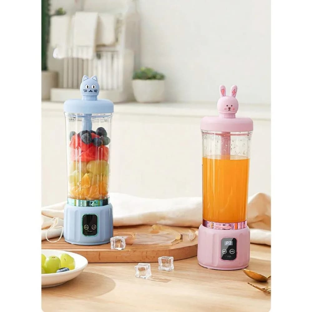 Frullatore Portatile Ricaricabile USB, 380ml, 6 Lame per Frullati e Succhi, Ideale per Viaggi, Palestra e Attività all'Aperto