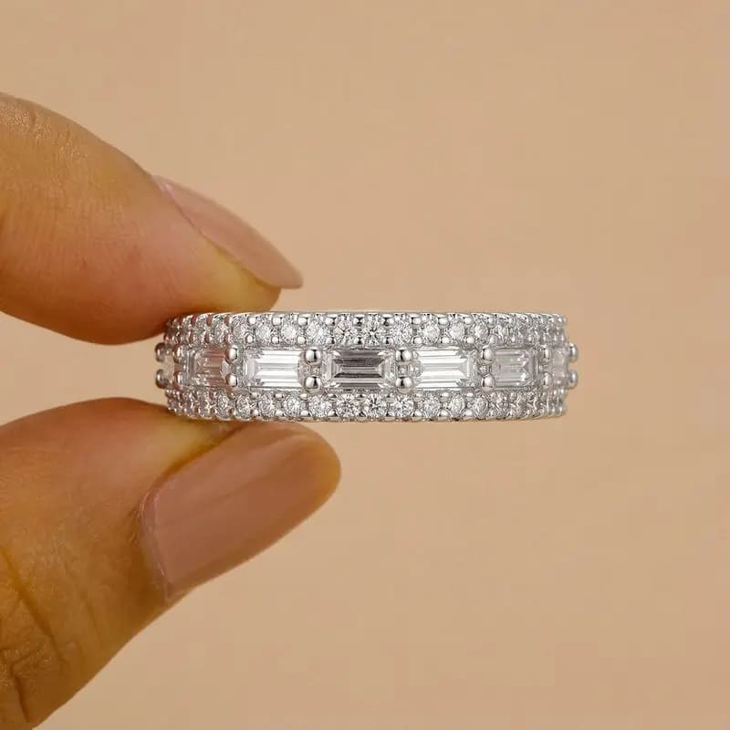 Daily Wear Simplicity Geometric Cubic Zircon Rings for Women Silver Colour High Quality Female Accessories Wedding Party Jewelry
