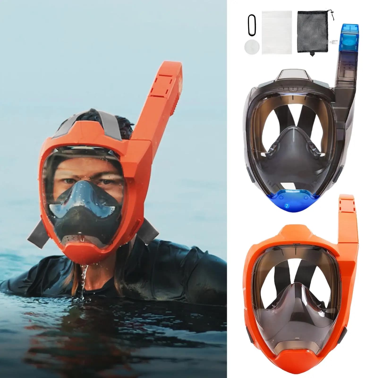 Maschera da snorkeling con vista panoramica, anti-perdita, anti-appannamento, attrezzatura per snorkeling per adulti, per immersioni, nuoto, donne, uomini, piscina, viaggi