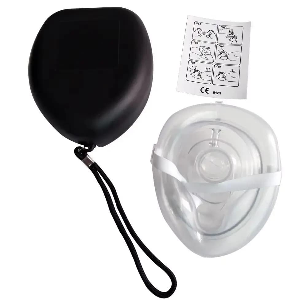 Maschera per Respirazione Artificiale Riutilizzabile con Valvola Unidirezionale, Strumenti per RCP, Maschera Professionale Nera