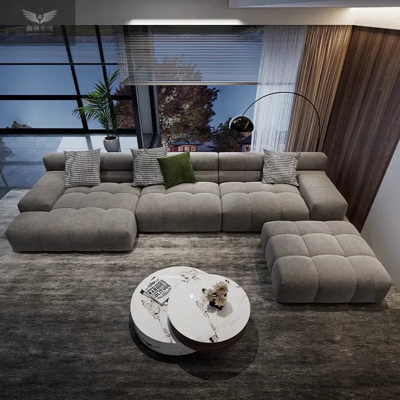 for Italian Minimalist Frosted Fabric Puff Sofa Modern Simple Small Apartment Tech Cloth Living Room Tofu Block Sofa