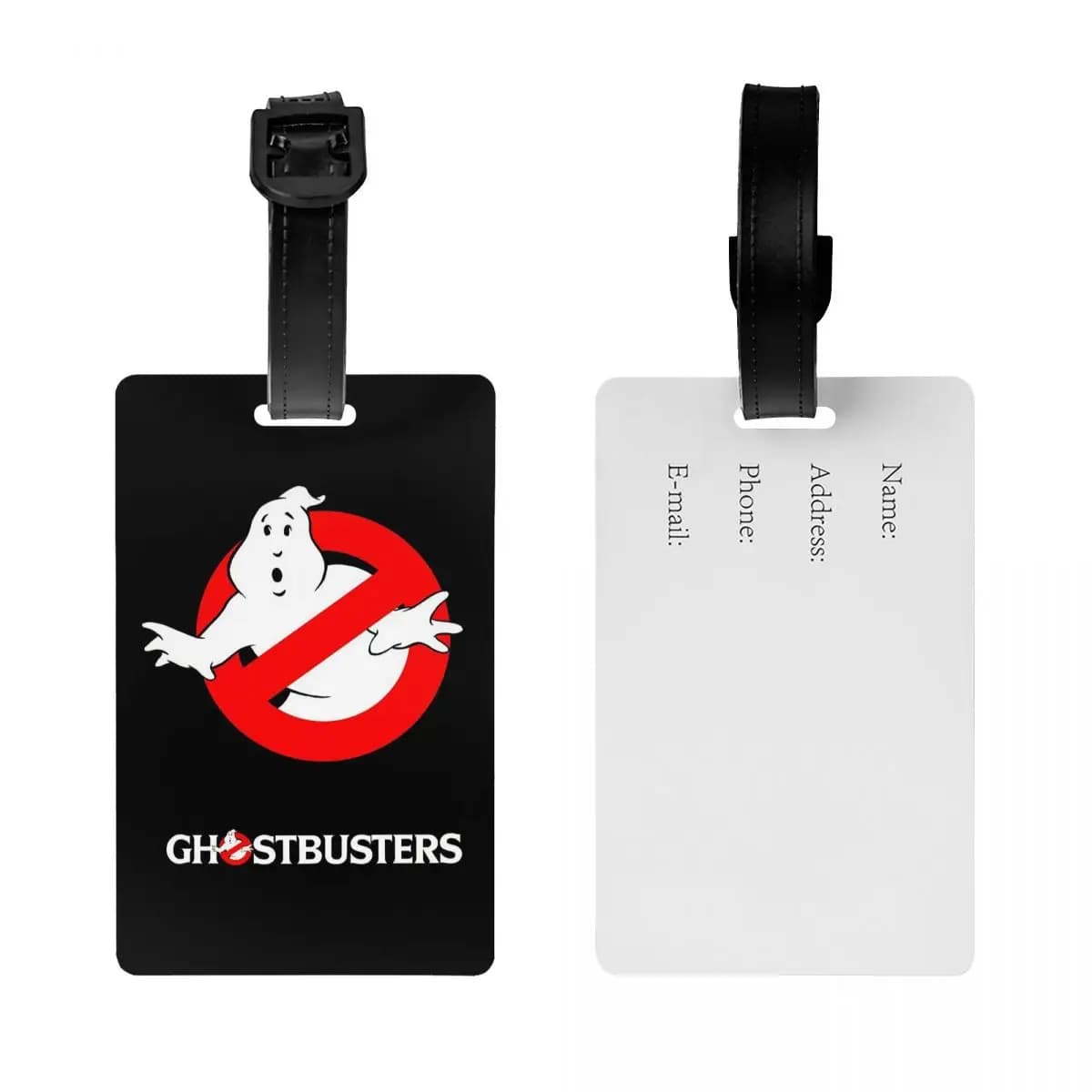 Etichette per bagagli con motivo logo GhostBusters, accessori per valigie, etichetta per bagaglio da viaggio, porta etichette per nome e indirizzo