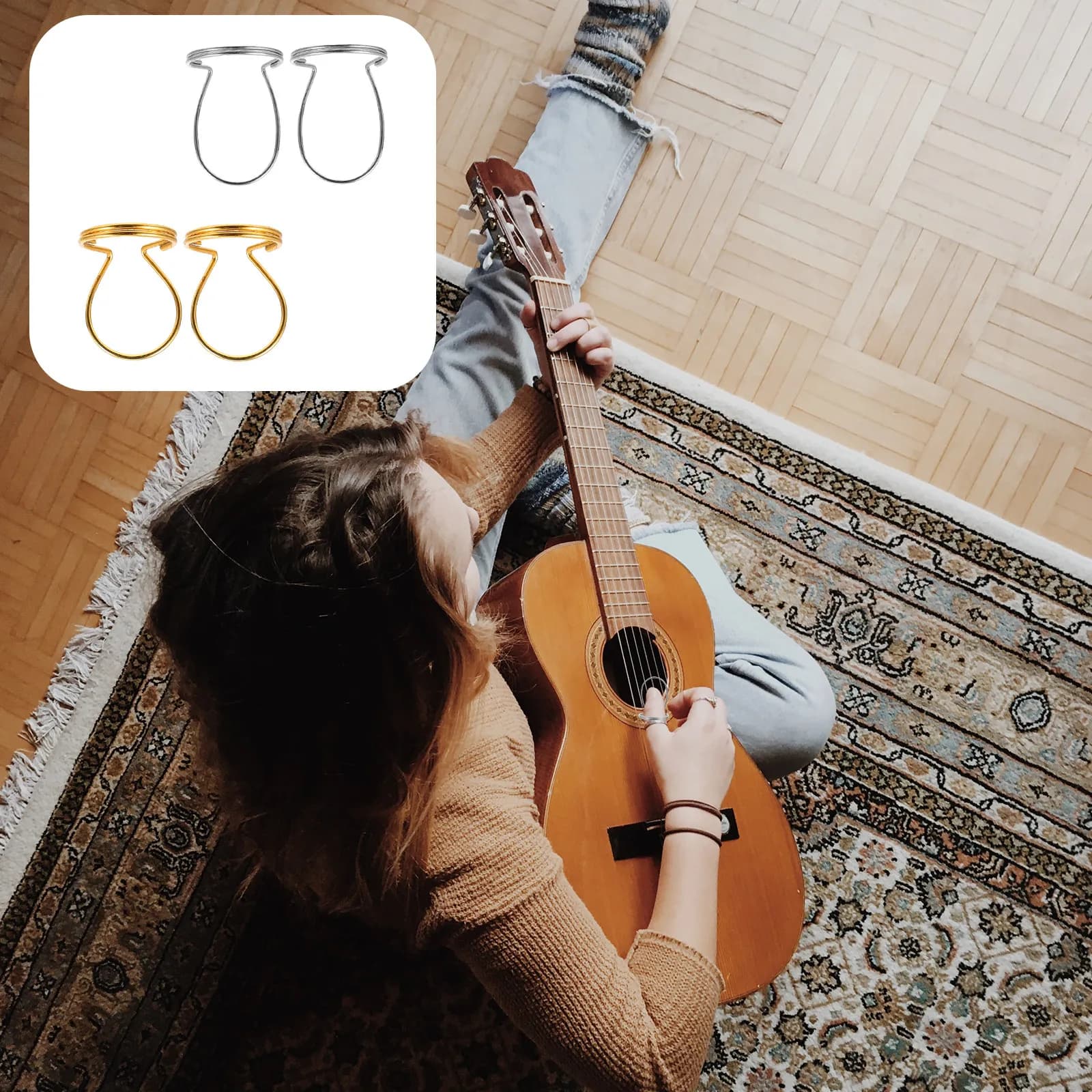 8 Pezzi Plettri per Chitarra in Metallo Ultra Sottili e Leggeri, Protezioni per Dita per Strumenti a Corda Acustici, Elettrici e Basso
