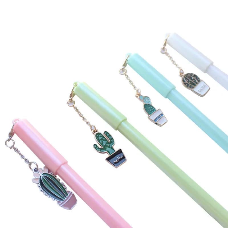 36 pezzi in lega di cactus colorato con ciondolo penna gel per studenti, cancelleria per l'apprendimento creativo, materiale scolastico Kawaii