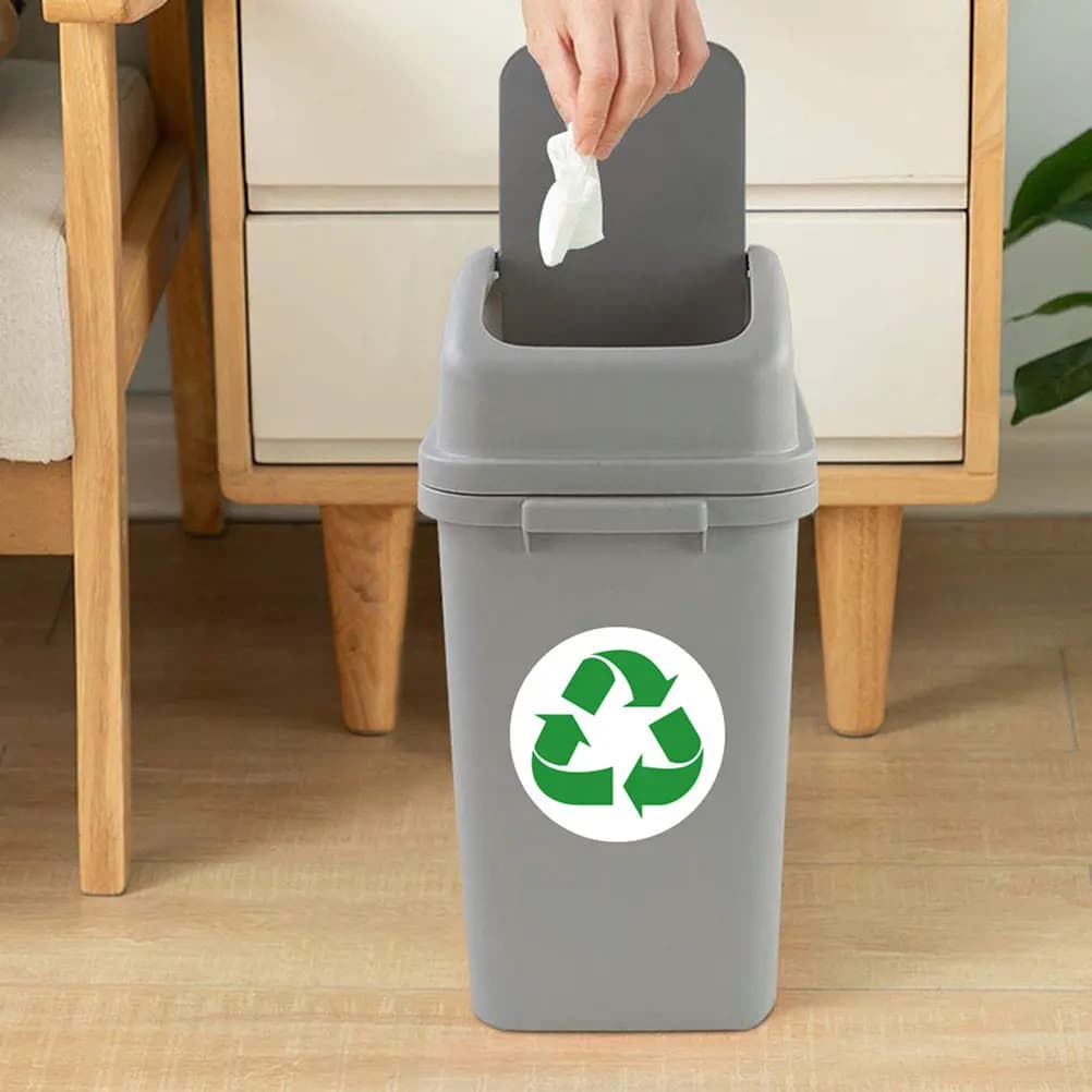 1Set 6 Sheets Garbage Sorting Stickers PVC Removable Adhesive Waste Bin Decals for Kitchen Office Recycling