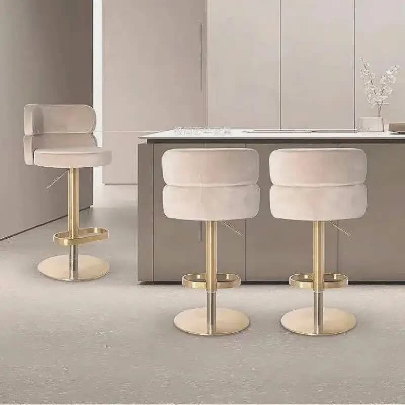 Sgabelli da bar in velluto stile nordico Sedie da bar girevoli regolabili con base in metallo dorato Sgabelli da bancone moderni per bar isola cucina