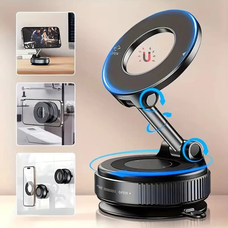 Supporto per telefono da auto 360 ° Supporto a ventosa regolabile per auto/scrivania/bagno/uso universale in metallo