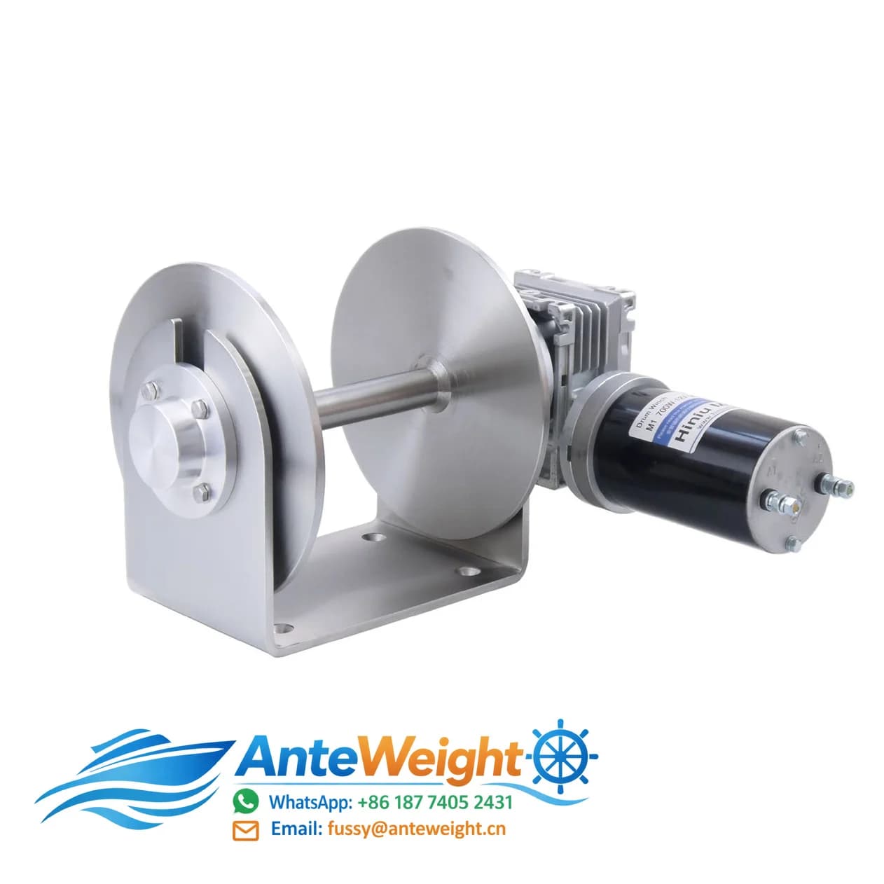 12V Electric 316 Stainless Steel Drum Anchor Winch Overload Protection Remote Control 10m Lifting Height for Marine Fishing Boat