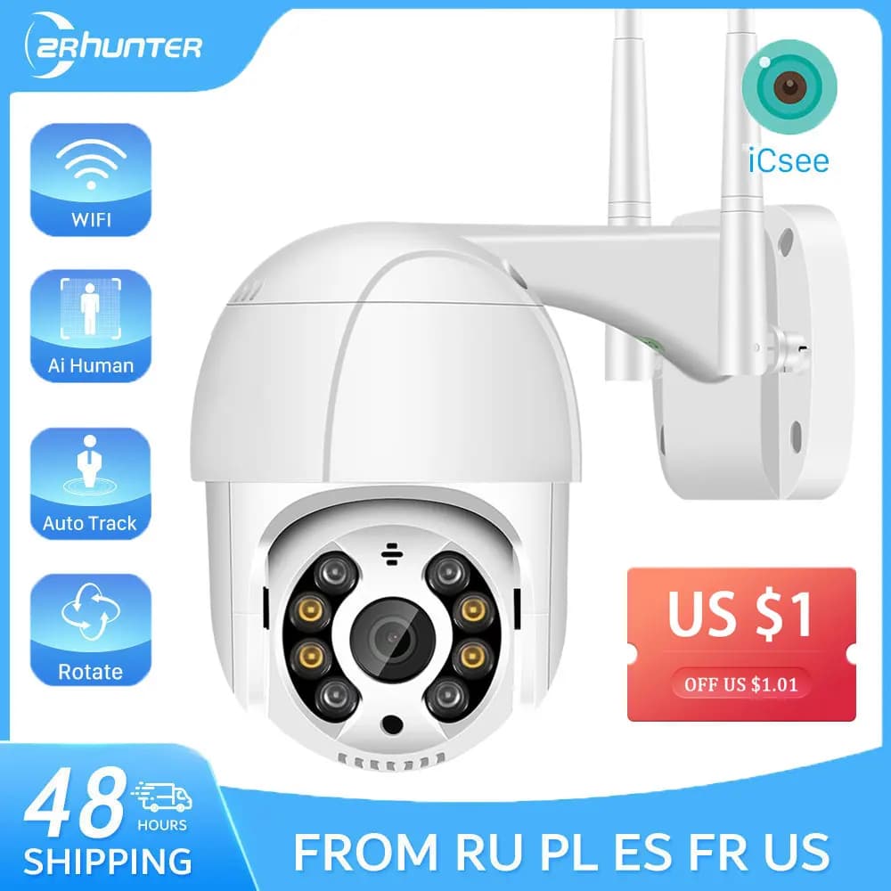 Telecamera IP PTZ telecamera Speed Dome esterna WIFI Zoom 4X CCTV visione notturna 8MP 5MP 3MP 1080P videosorveglianza ICsee sicurezza domestica