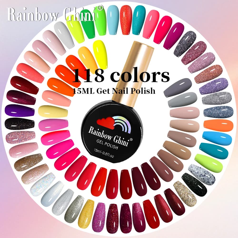 RG 15ml HEMA TPO LIBERA Glitter Solido UV LED Gel Smalto per unghie Top Base Coat Nail Gel Art Caramelle Toni colorati UV LED Gel Smalto per unghie
