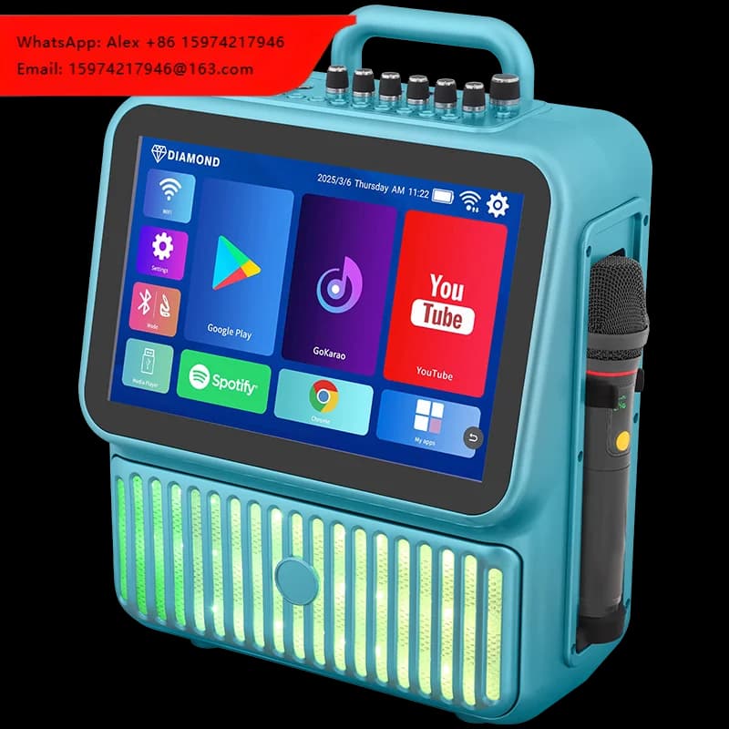 Diamond Hot Selling Exclusive Karaoke Machine Android System Wifi Touch Screen Portable Speaker Lyric Display Smart Speaker