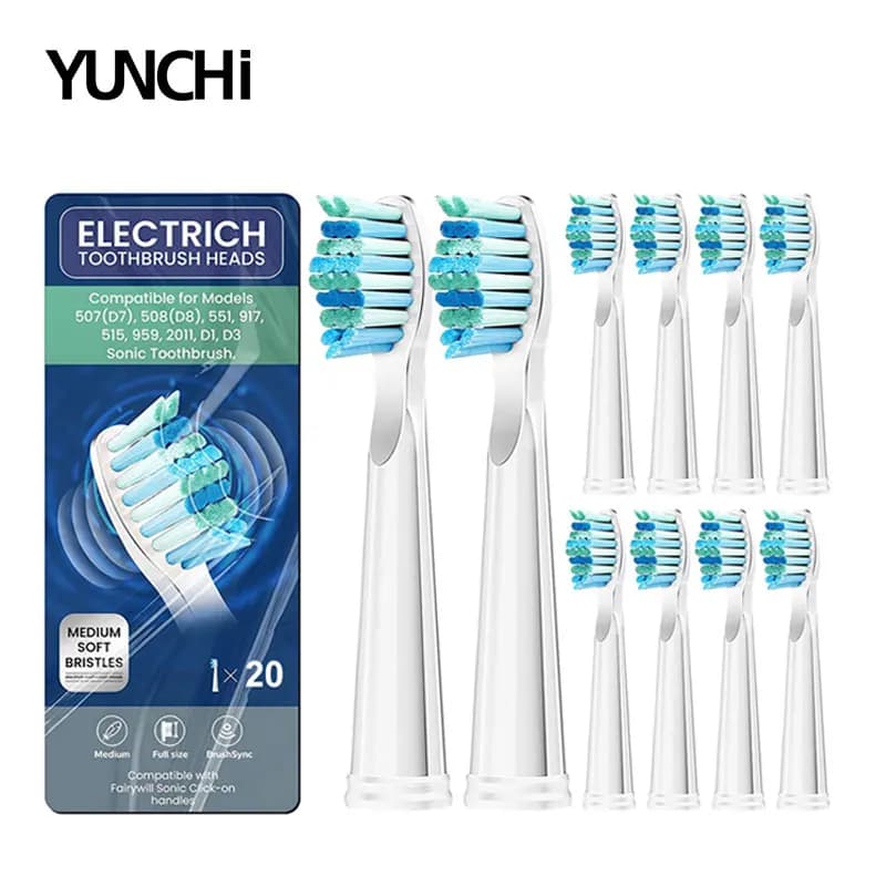 Replacement heads for Sonic Electric Brush Fairywill, Compatible with FW-507/508/ 5 / 5 / 917/959 / 2011/ D1/D3/D D