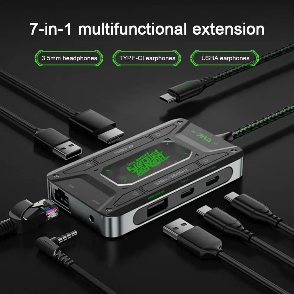 Display 7in1 4K Estensione multifunzionale di tipo C Docking Supporto per computer Stazione MacOS universale Sistema di finestre per tablet Con J2N3