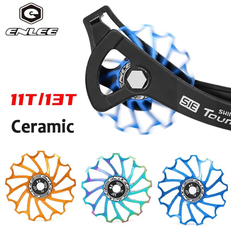 ENLEE 1/2pc Deragliatore Posteriore Della Bicicletta Jockey Ruote Guida In Ceramica Bici Da Strada Puleggia 11 13T 8-11v Deragliatore Posteriore Ultraleggero Pulegge