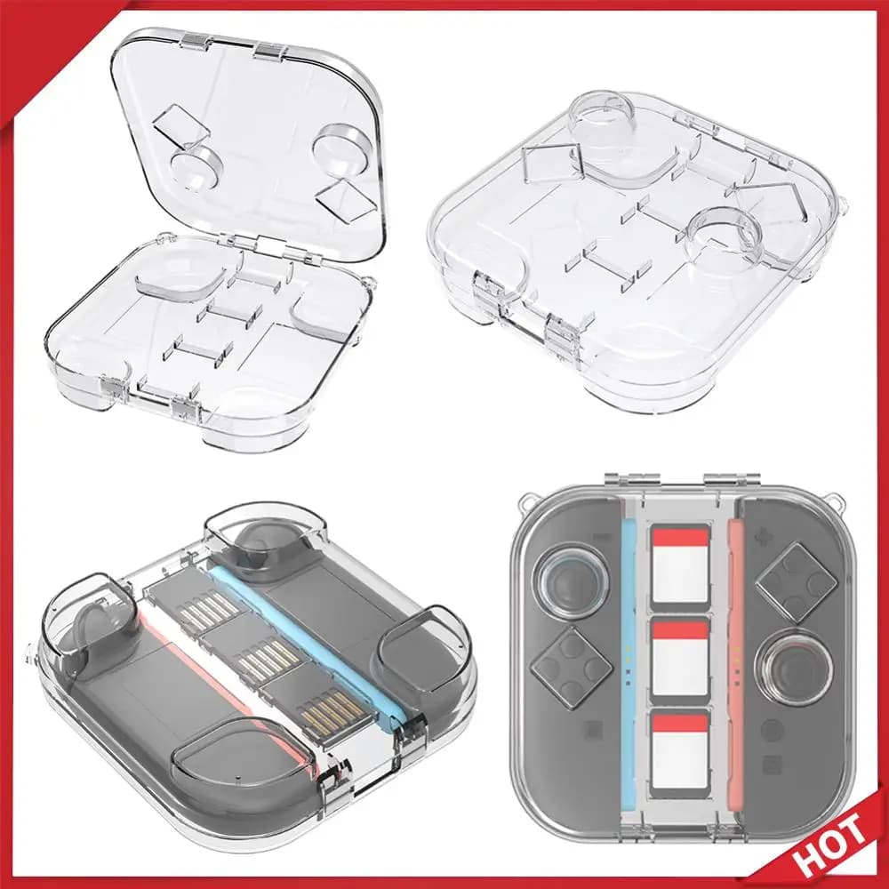 Scatola di Stoccaggio Trasparente con 3 Slot per Schede di Gioco, Custodia Protettiva in PC per Accessori Joy-Con di Nintendo Switch2