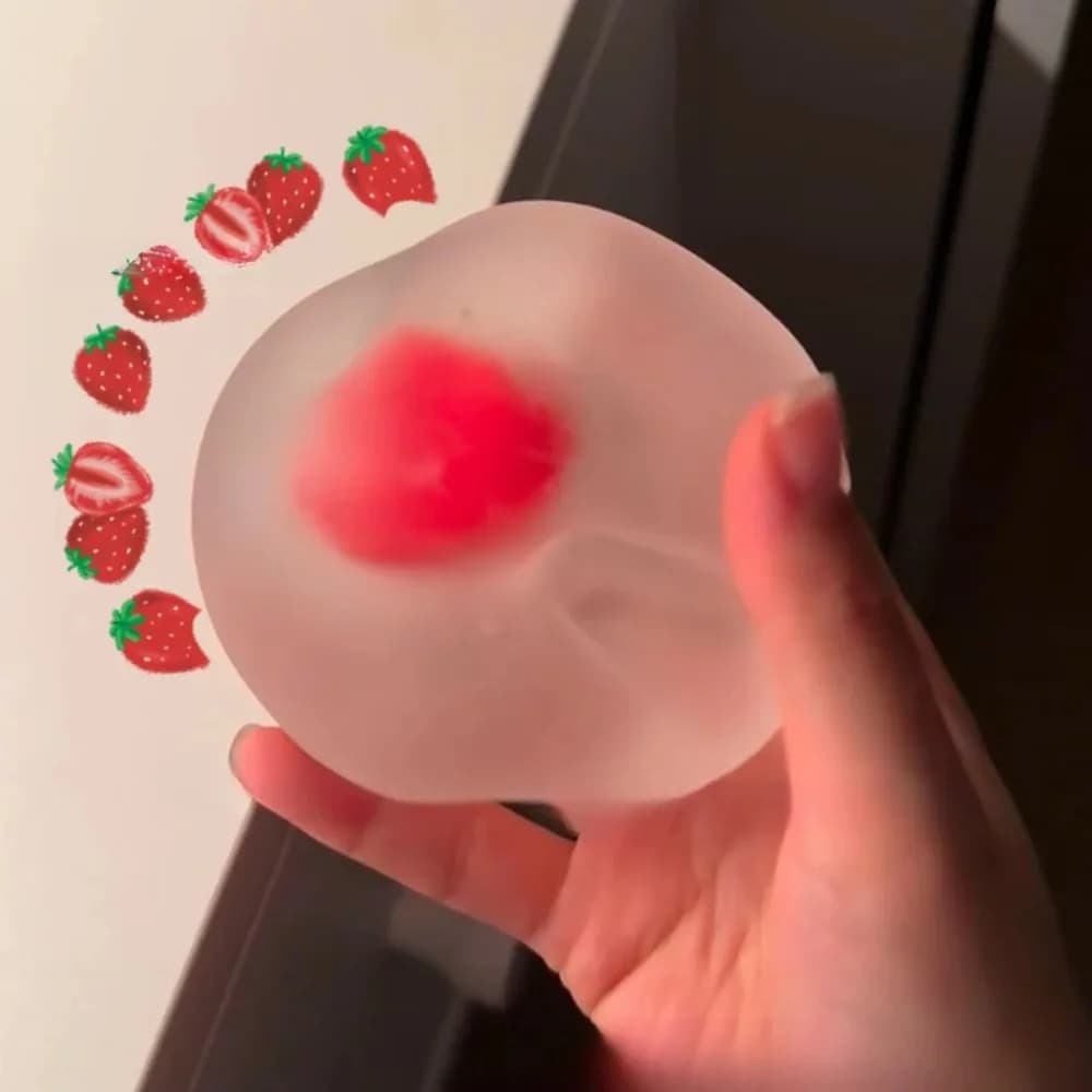 Palla Antistress Morbida a Forma di Fragola, Giocattolo Sensoriale per ADHD e Autismo, Gioco da Spremere a Lenta Risposta per Adulti e Bambini, Regalo di Natale