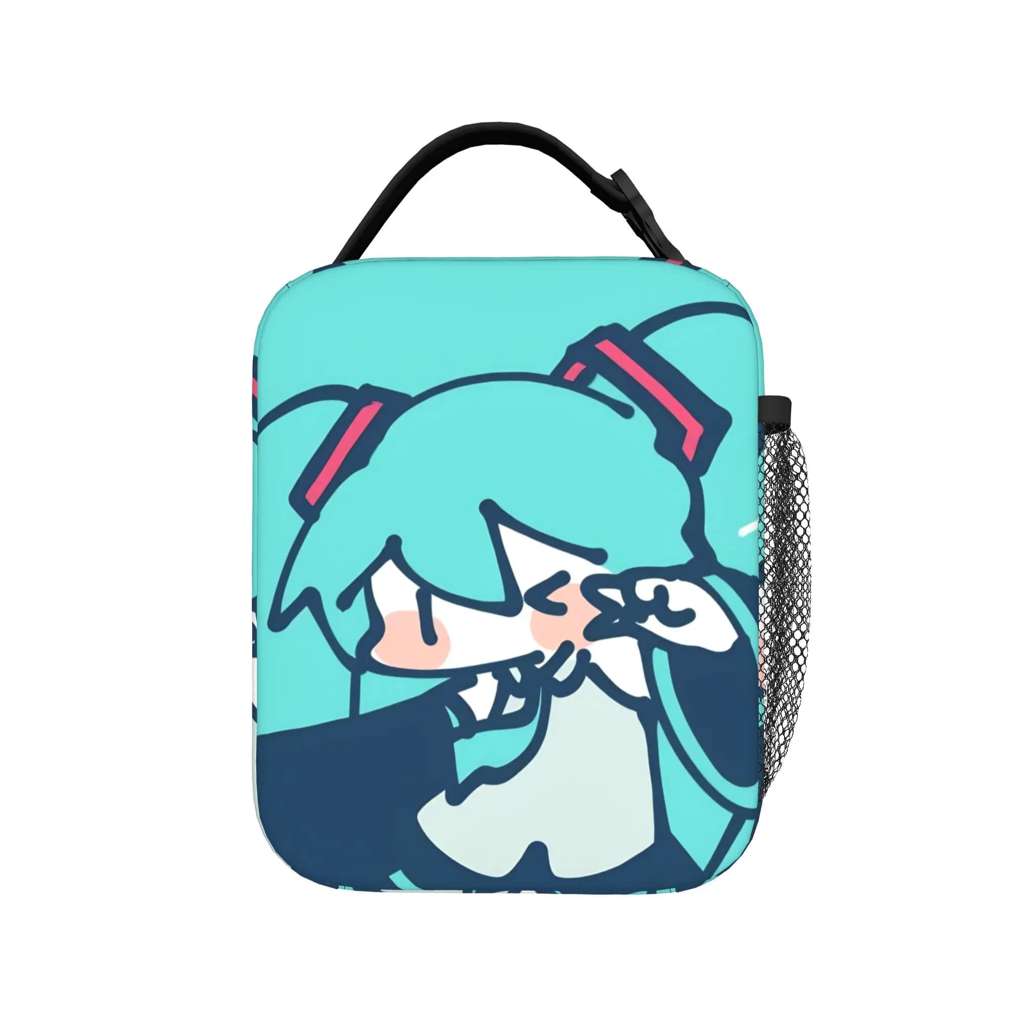 H-Hatsunes Mikus Chibi Kawaii Insulated Lunch Bag High Capacity Reusable Thermal Bag Tote Lunch Box Beach Food Storage Bags