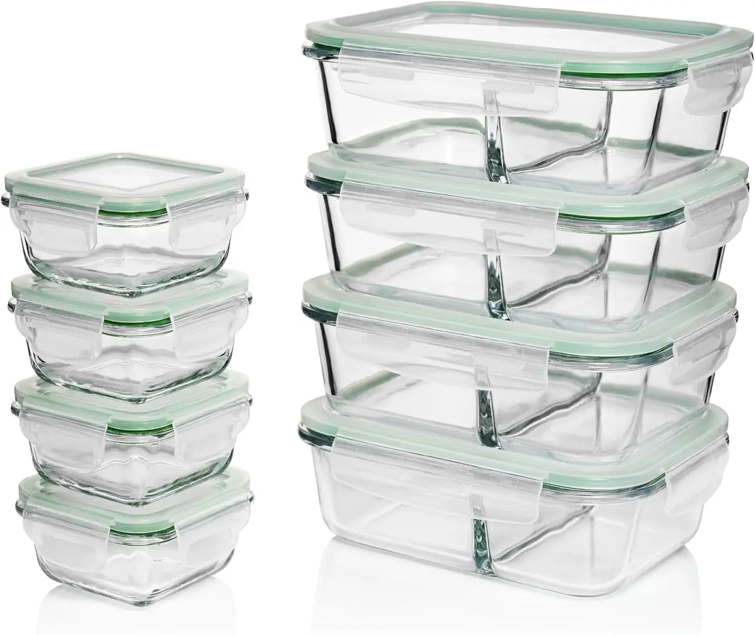 Contenitori in Vetro per Preparazione Pasti con Coperchi, Set da 8 Scatole Bento Divise, Adatte al Forno e Ermetiche per Adulti