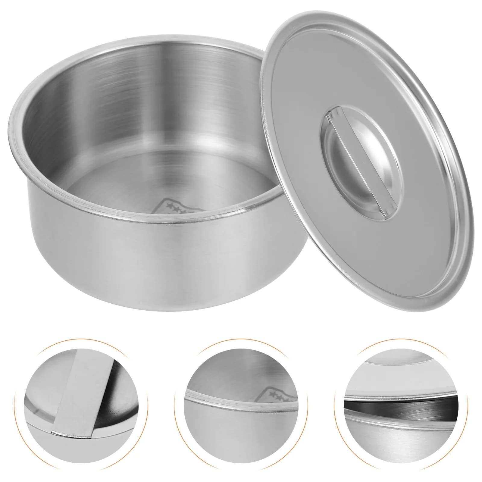 Ciotola per Uova al Vapore in Acciaio Inox con Coperchio 14Cm, Contenitore per Alimenti, Zuppa, Dessert, Preparazione Pasti, per Cucina, Ristorante, Esterno