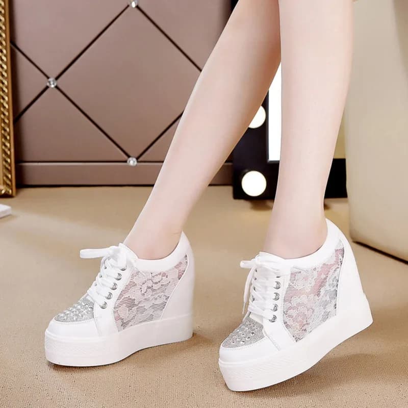 Scarpe da ginnastica di moda scarpe con plateau da donna scarpe con rialzo dell'altezza di strass scarpe da ginnastica di marca scarpe da studente dolci YX2501