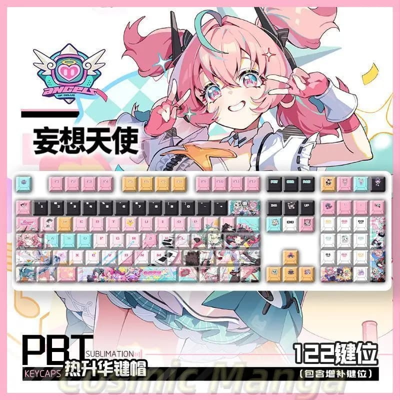 Zenless Zone Zero Angels of Delusion Computer Keycap PBT Thermal Sublimation Game Mechanical Keyboard Keycap 122 Keys