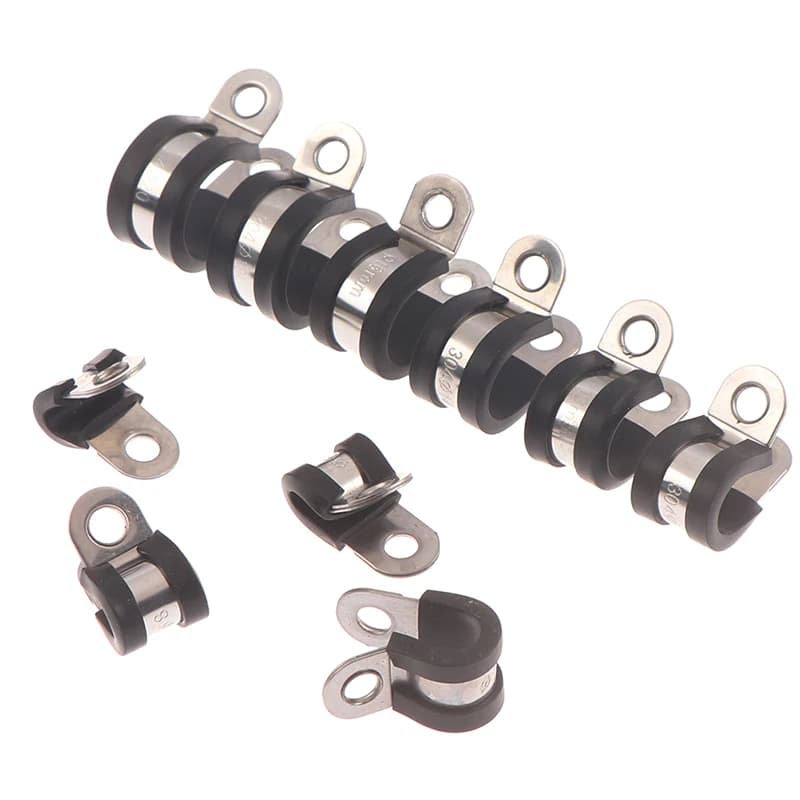 Morsetto per cavo in acciaio inossidabile da 2 pezzi clip isolate imbottite in gomma elementi di fissaggio del supporto del tubo per l'installazione del cavo del tubo