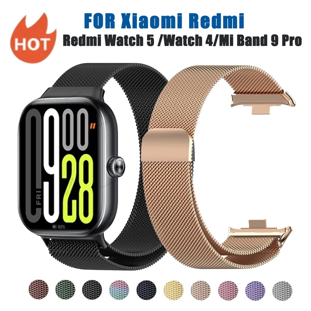 Cinturino ad anello magnetico per Redmi Watch 5 cinturino in acciaio inossidabile per Xiaomi Mi Band 9 Pro 8 Pro accessori cinturino in metallo