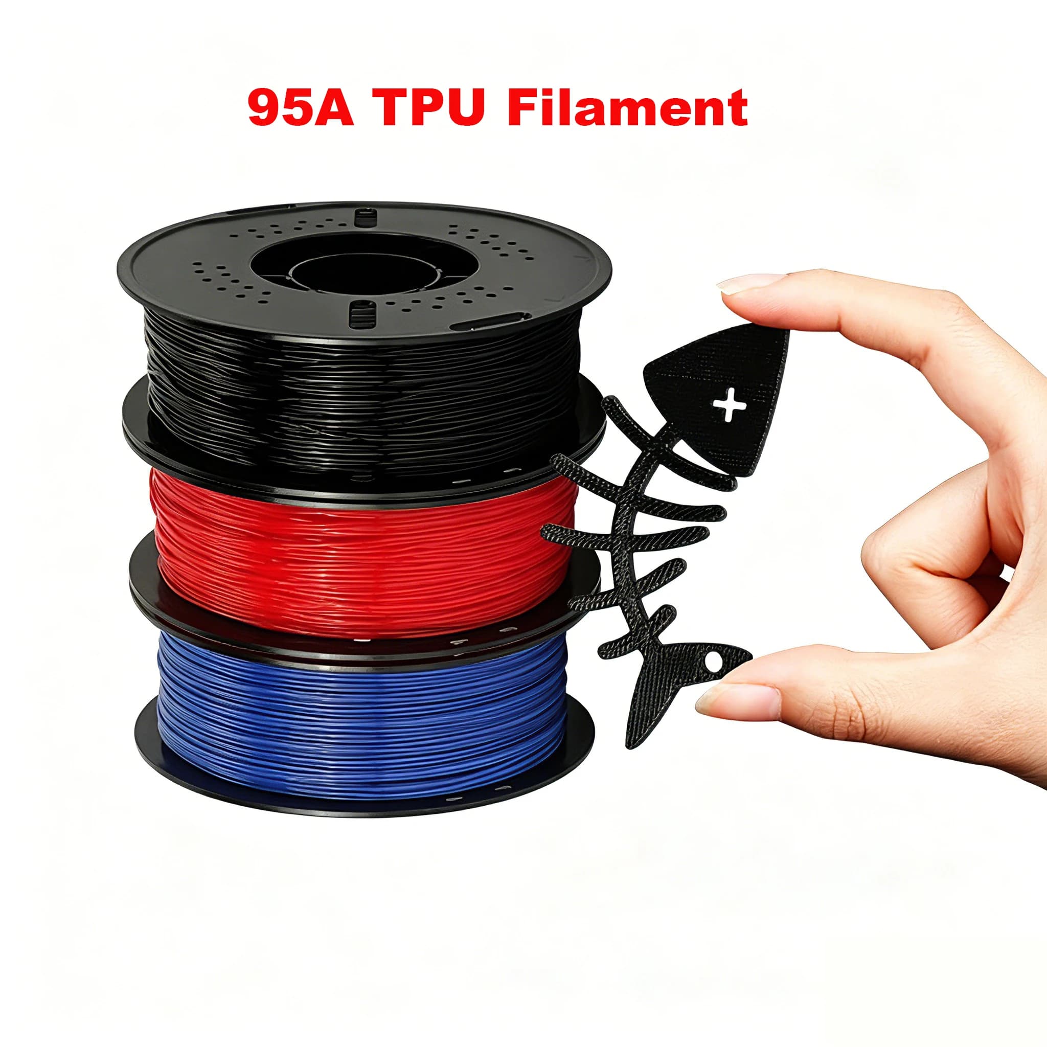 Filamento TPU 95A 1KG 1.75mm per Stampante 3D, Senza Bolle, Bobina da 343m (2.2LBS), Materiali per Stampa 3D
