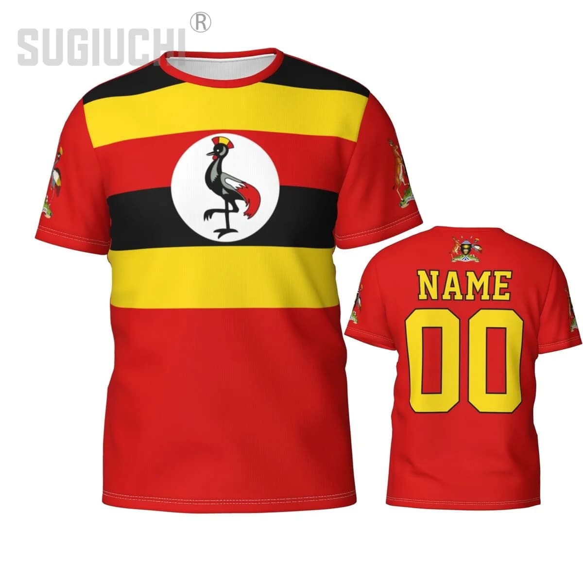 Magliette 3D con nome e numero personalizzati, bandiera dell'Uganda, emblema, per uomo e donna, abbigliamento da squadra, regalo per tifosi di calcio.