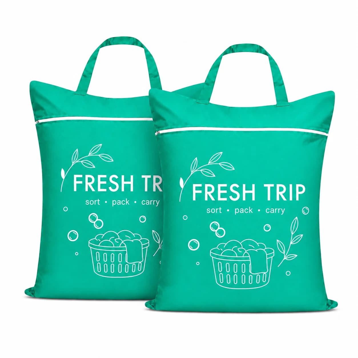 Large travel laundry bag with handle (2-piece set), dry and wet clothing storage bag, suitable for dirty clothes, swimsuits, tow