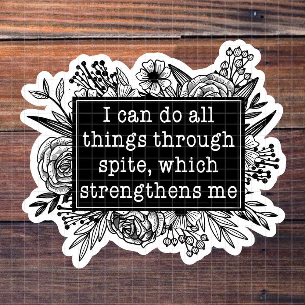 1/3/5pcs "Spite-Fueled Resolve" Sticker, Humorous Vinyl Sticker with Floral Designs, Ideal for Laptops, Notebooks, Water Bottles, and Those Who Appreciate Sass and Fun Decor, Perfect for Fans Driven by Spite and Admirers of Resilience