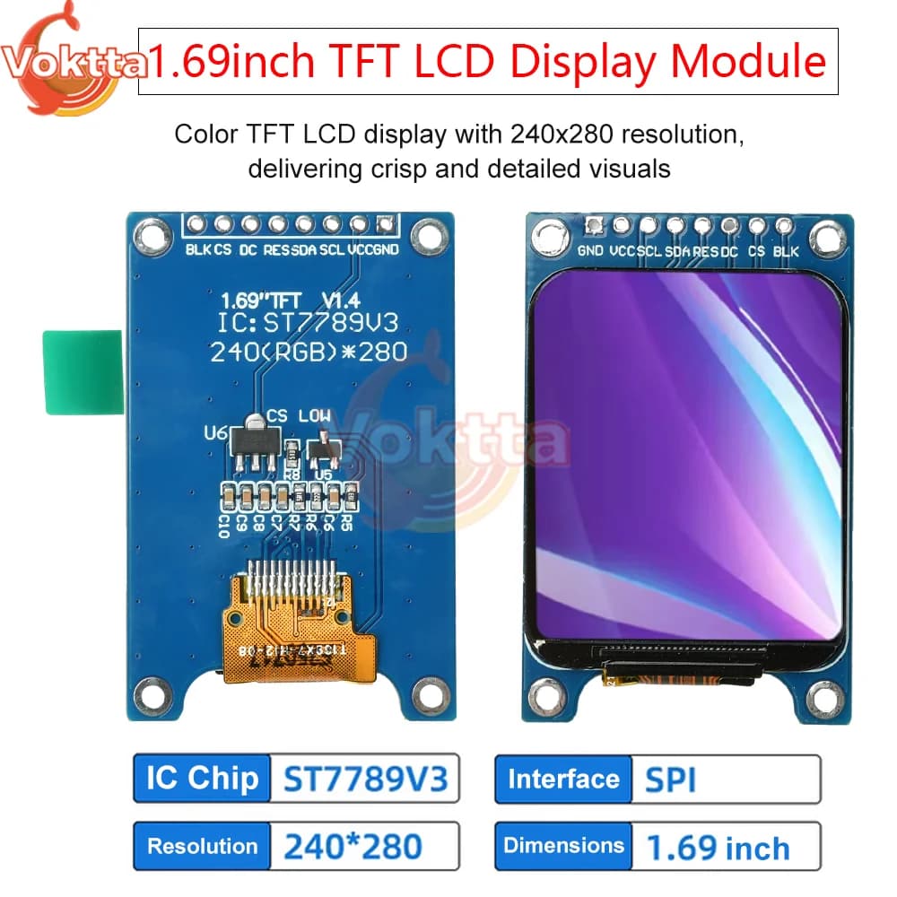 8 pin LCD TFT Display Module SPI ST7789 Control 240x280 LCD Display Color Screen Card for Arduino