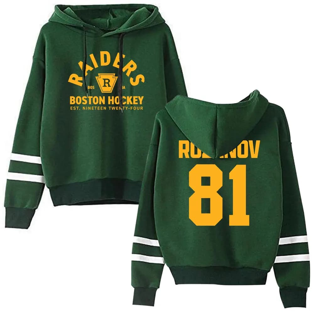 2026 Rivalry riscaldato Merch Ilya Rozanov 81 Boston Raiders Pullover Felpa con cappuccio unisex Felpa con cappuccio Casual Abbigliamento streetwear
