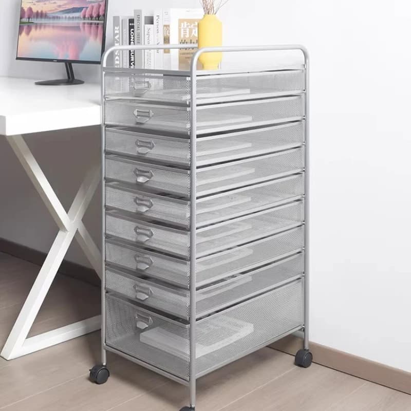 Carrello Portadocumenti Industriale da Ufficio, Mobiletto Sotto Scrivania per Documenti A4 A3, Organizzatore con Cassetti in Metallo Multistrato