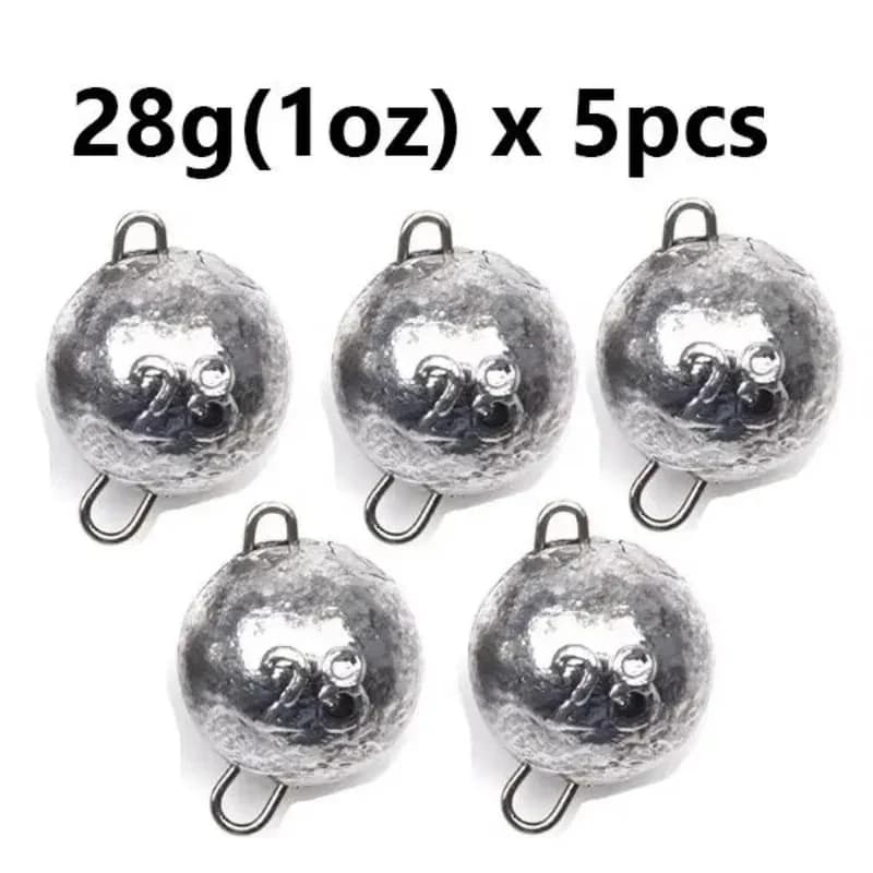 5pcs/lot 28g Fishing Weight Sinker Bullet Shape with Swivel Round Ball Sinkers Deep Water Lure Fishing Tackle Accessories for Fr