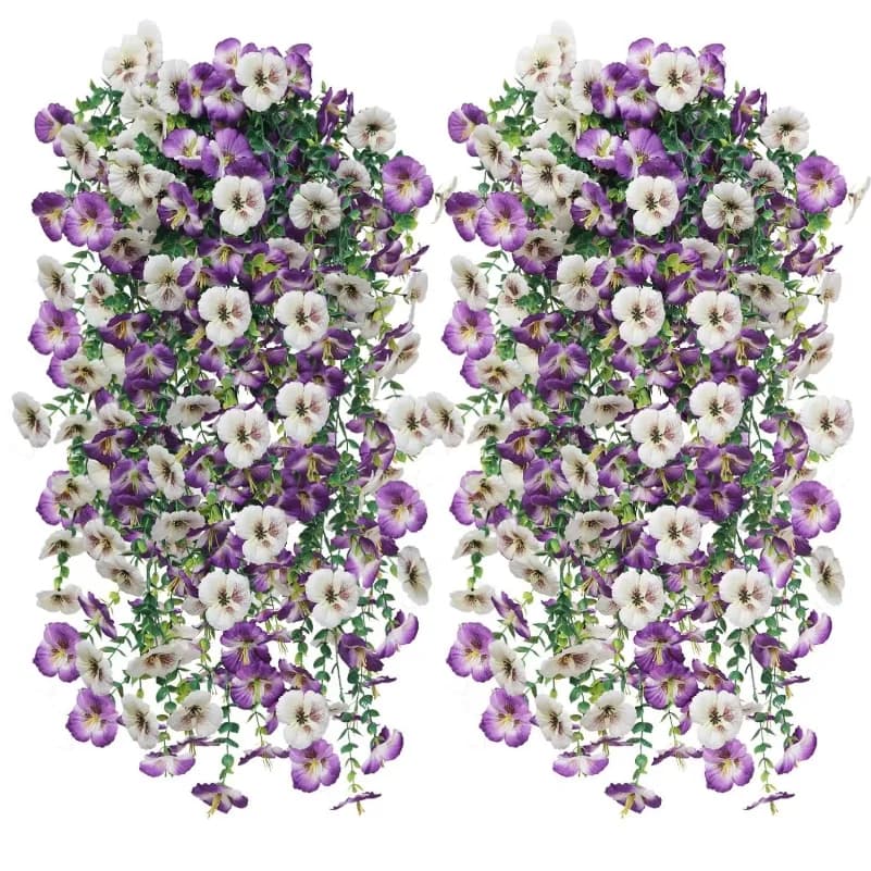 1/2 Pezzi Fiori Artificiali Viola a Vite 75cm, Pianta Finta da Appendere a Parete per Casa, Stanza, Giardino Esterno, Decorazione Matrimonio, Cesto di Fiori