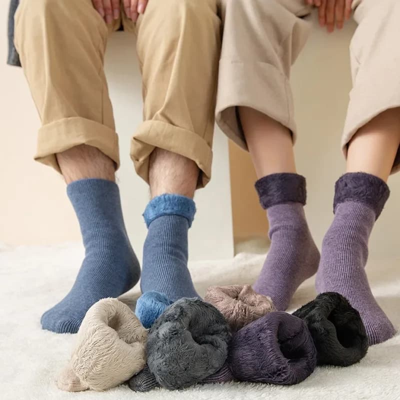 1 Paio di Calzini Invernali da Uomo, Caldi e Spessi, Termici, per Stivali da Neve, Calzini Morbidi in Velluto e Cashmere, Calzini di Casa in Tinta Unita
