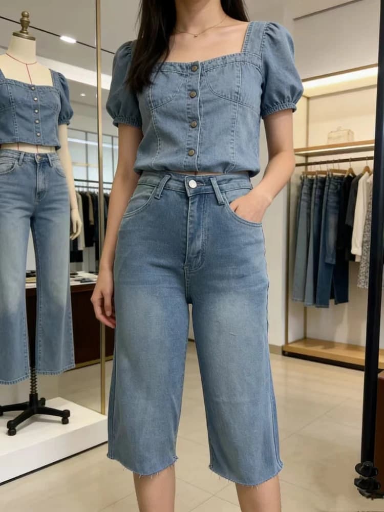 Shorts Bermuda in Denim da Donna a Vita Alta, Lunghezza al Ginocchio, Elasticizzati, Stile Baggy con Orlo Sfilacciato, Vintage Y2K Streetwear Casual