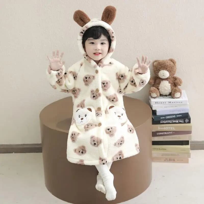 Girls Boys Veste Autumn Winter New Thick Bathrobe for Kids Pigiama Coral Fleece Flannel for Kids Home Kids Clothing